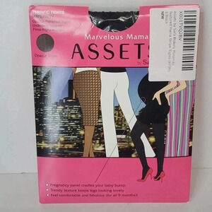 Assets Marvelous Mama Maternity Terrific Tights Opaque Stripe Color Black Size 1
